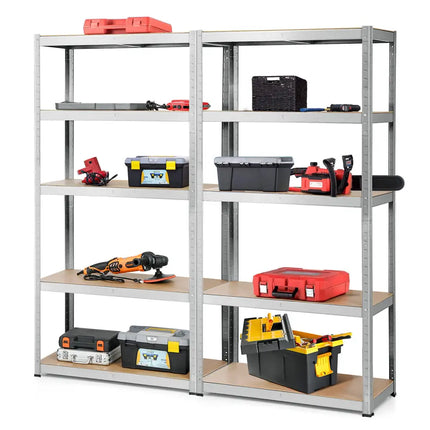 2 Pcs Storage Shelves Garage Shelving Units Tool Utility Shelves-Silver - Silver - Garages