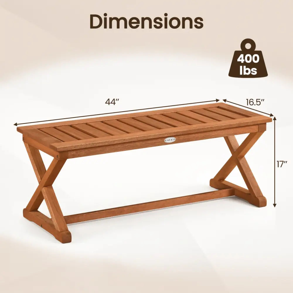 2-Person 44’’ Solid Wood Outdoor Bench with Slatted Seat for Patio Park Balcony-2 Piece - Outdoor Benches
