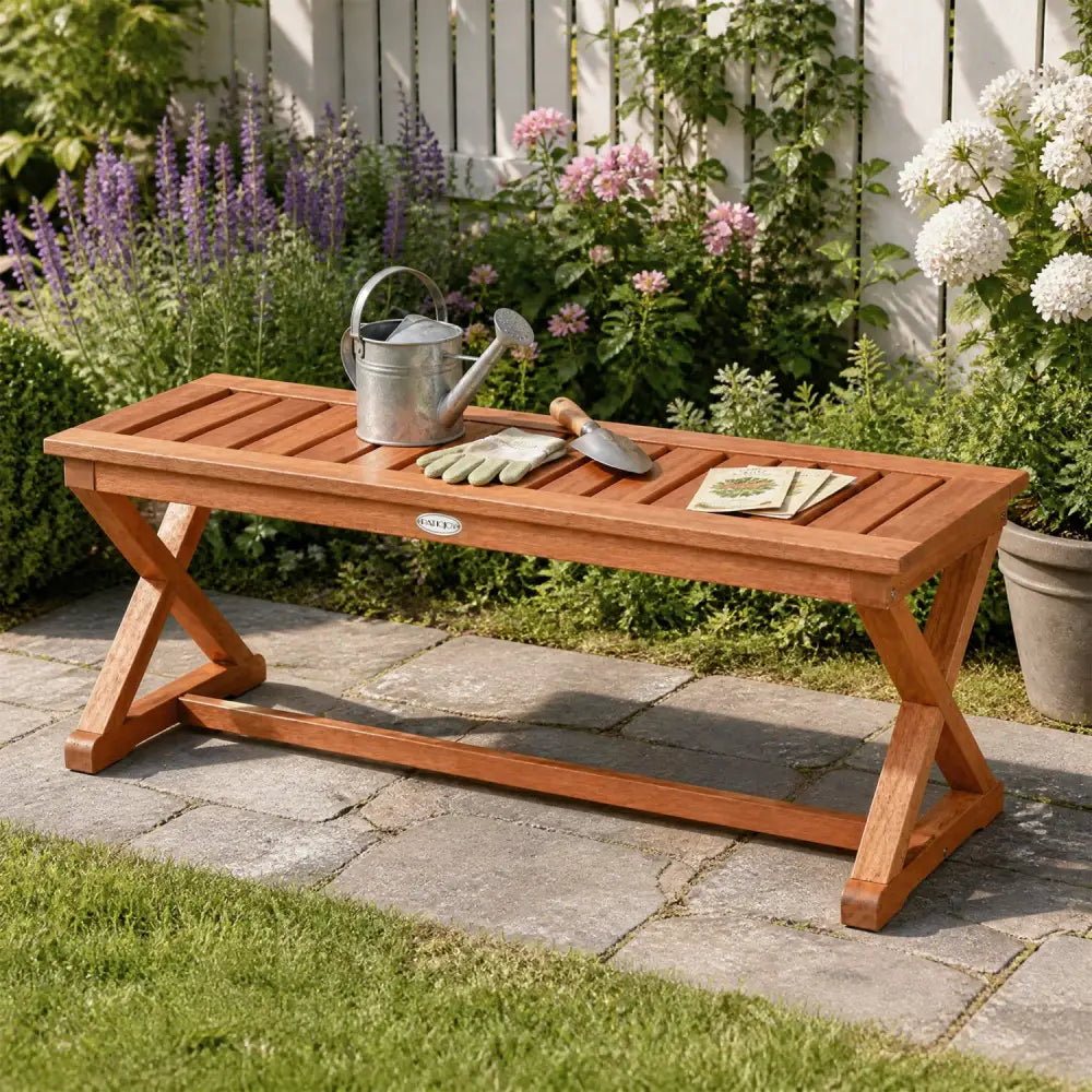 2-Person 44’’ Solid Wood Outdoor Bench with Slatted Seat for Patio Park Balcony-1 Piece - Outdoor Benches