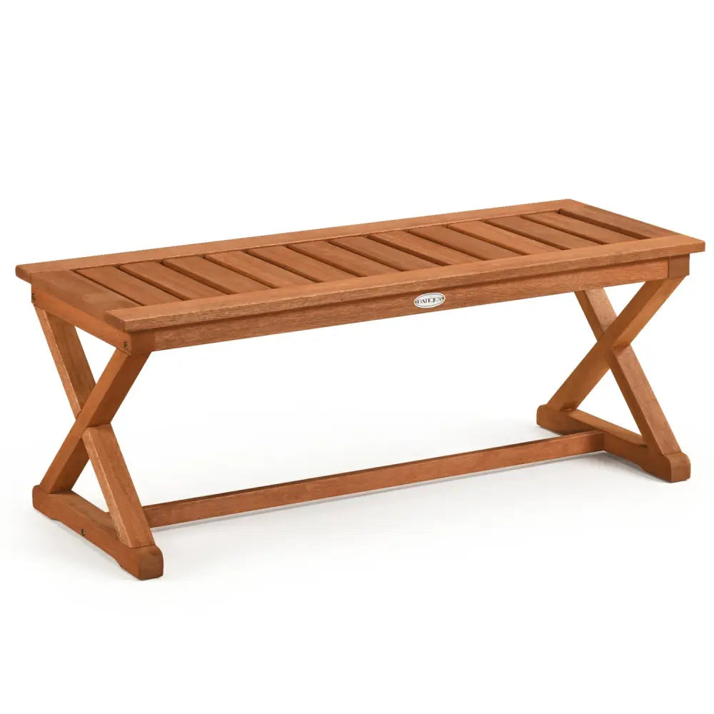 2-Person 44’’ Solid Wood Outdoor Bench with Slatted Seat for Patio Park Balcony-1 Piece - Outdoor Benches