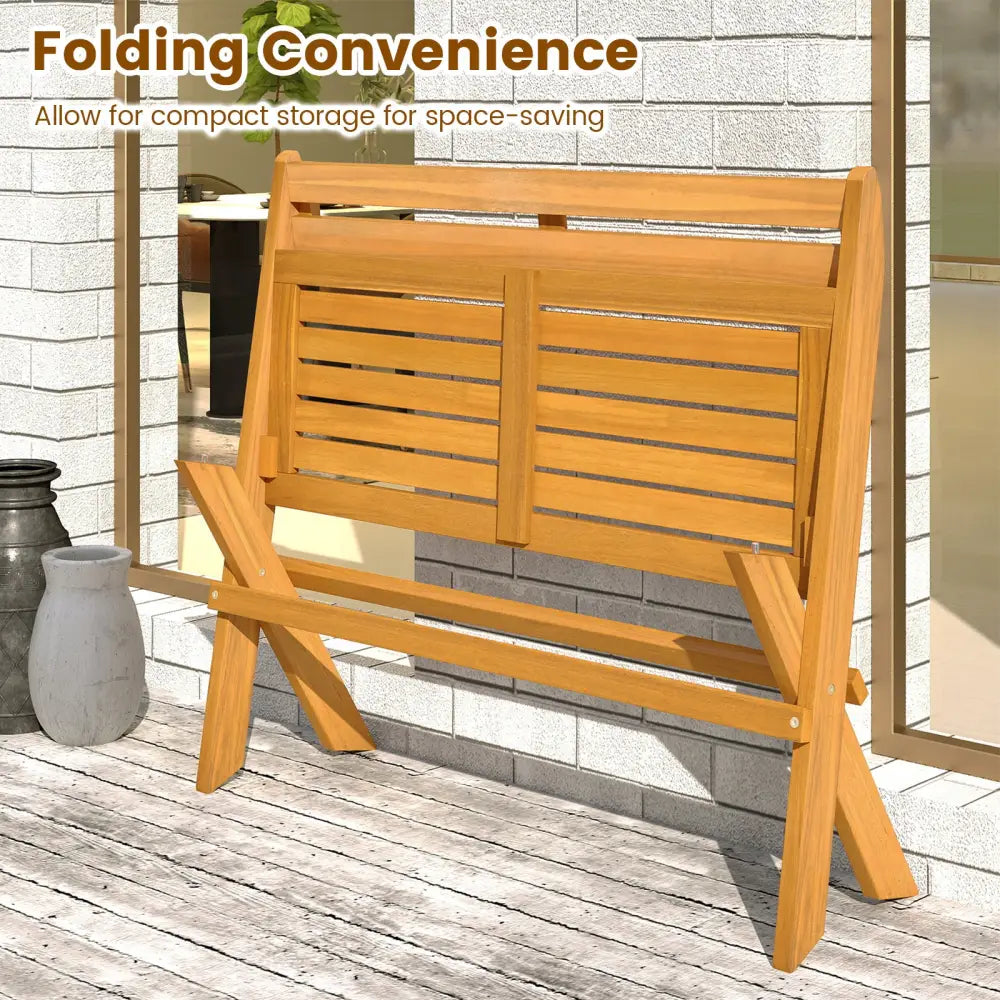 2-Person Acacia Wood Patio Garden Bench with 800 lbs Capacity - Outdoor Benches