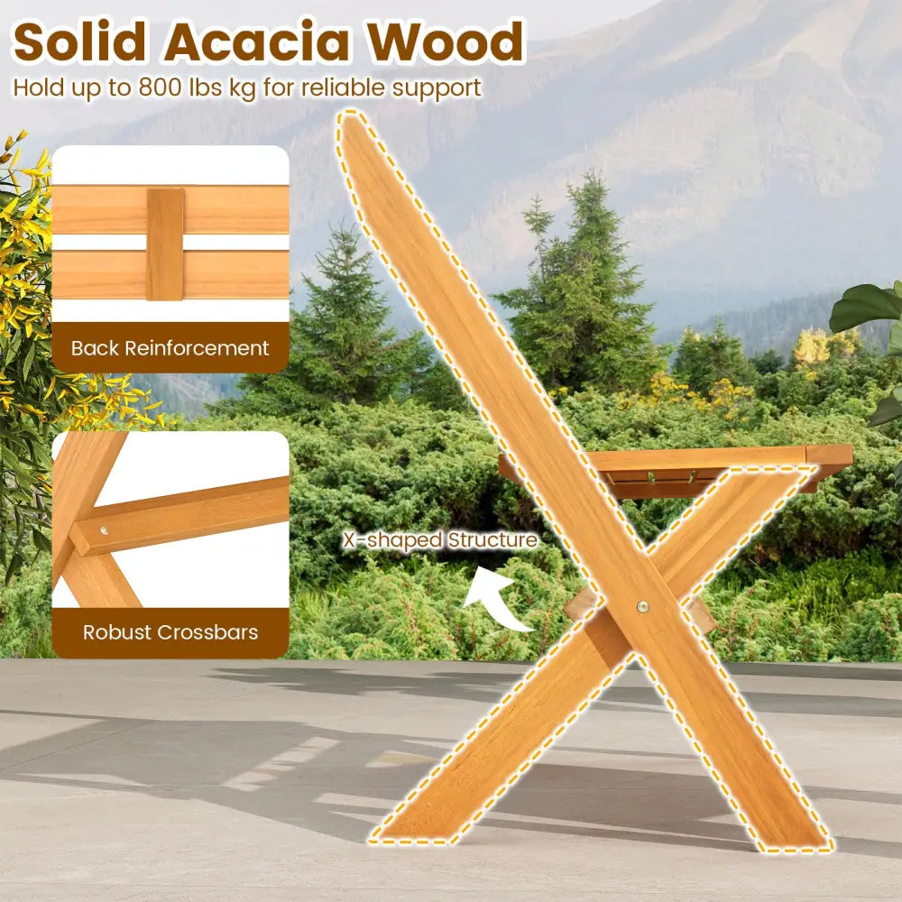 2-Person Acacia Wood Patio Garden Bench with 800 lbs Capacity - Outdoor Benches
