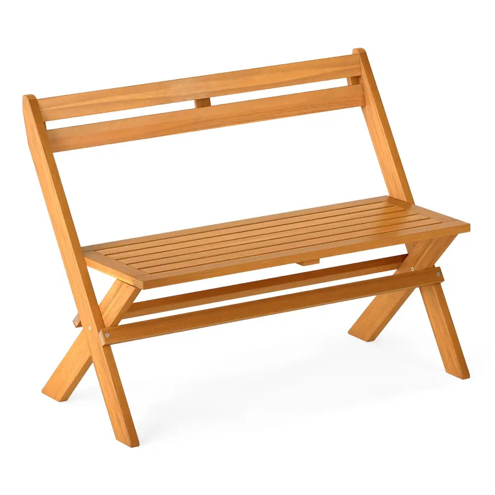 2-Person Acacia Wood Patio Garden Bench with 800 lbs Capacity - Outdoor Benches