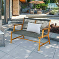 2-Person Acacia Wood Yard Bench for Balcony and Patio-Gray - Gray - Outdoor Benches