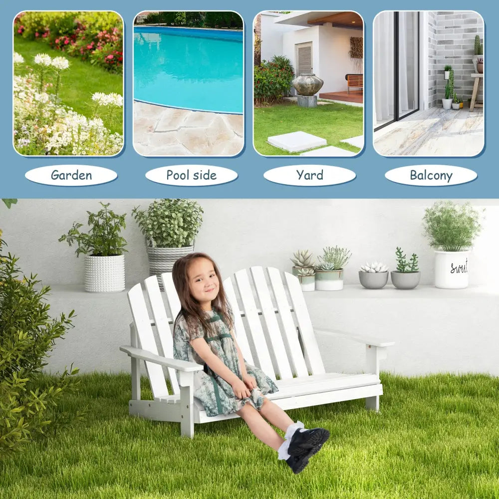 2 Person Adirondack Rocking Chair with Slatted seat-White - White - Patio Rocking Chairs & Gliders