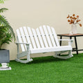 2 Person Adirondack Rocking Chair with Slatted seat-White - White - Patio Rocking Chairs & Gliders
