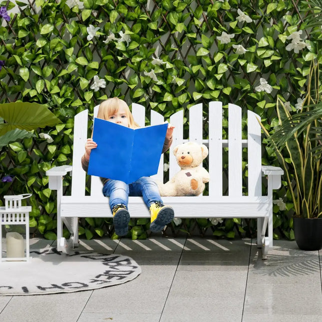 2 Person Adirondack Rocking Chair with Slatted seat-White - White - Patio Rocking Chairs & Gliders