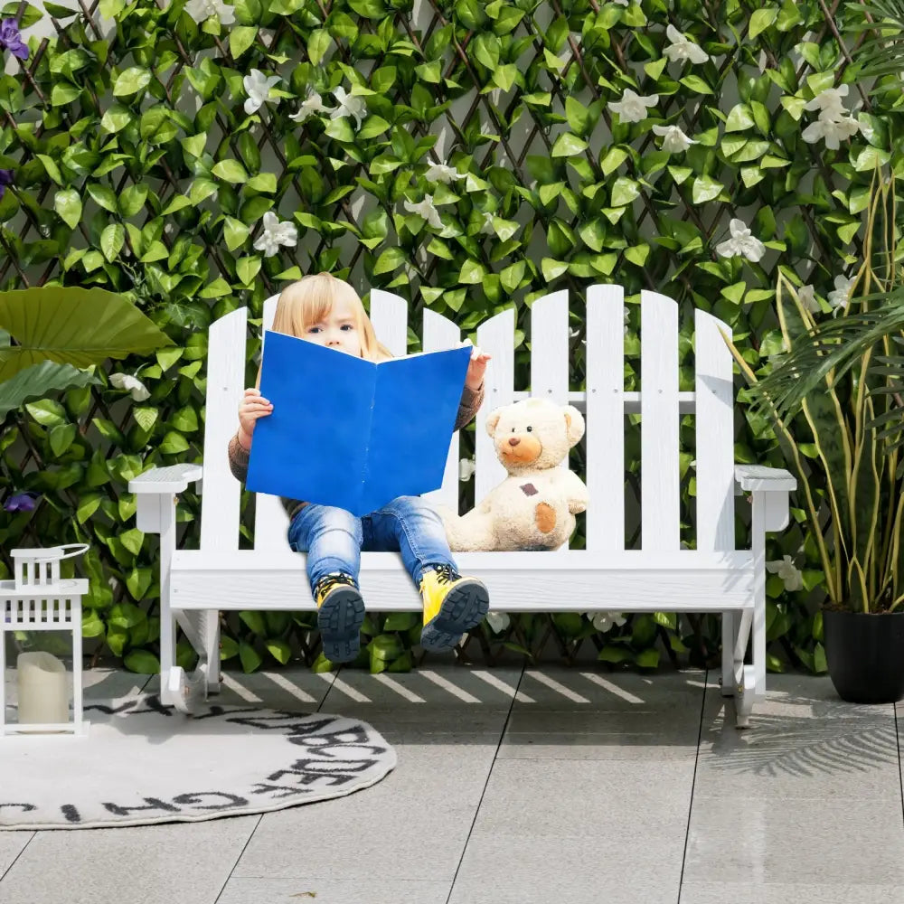2 Person Adirondack Rocking Chair with Slatted seat-White - White - Patio Rocking Chairs & Gliders