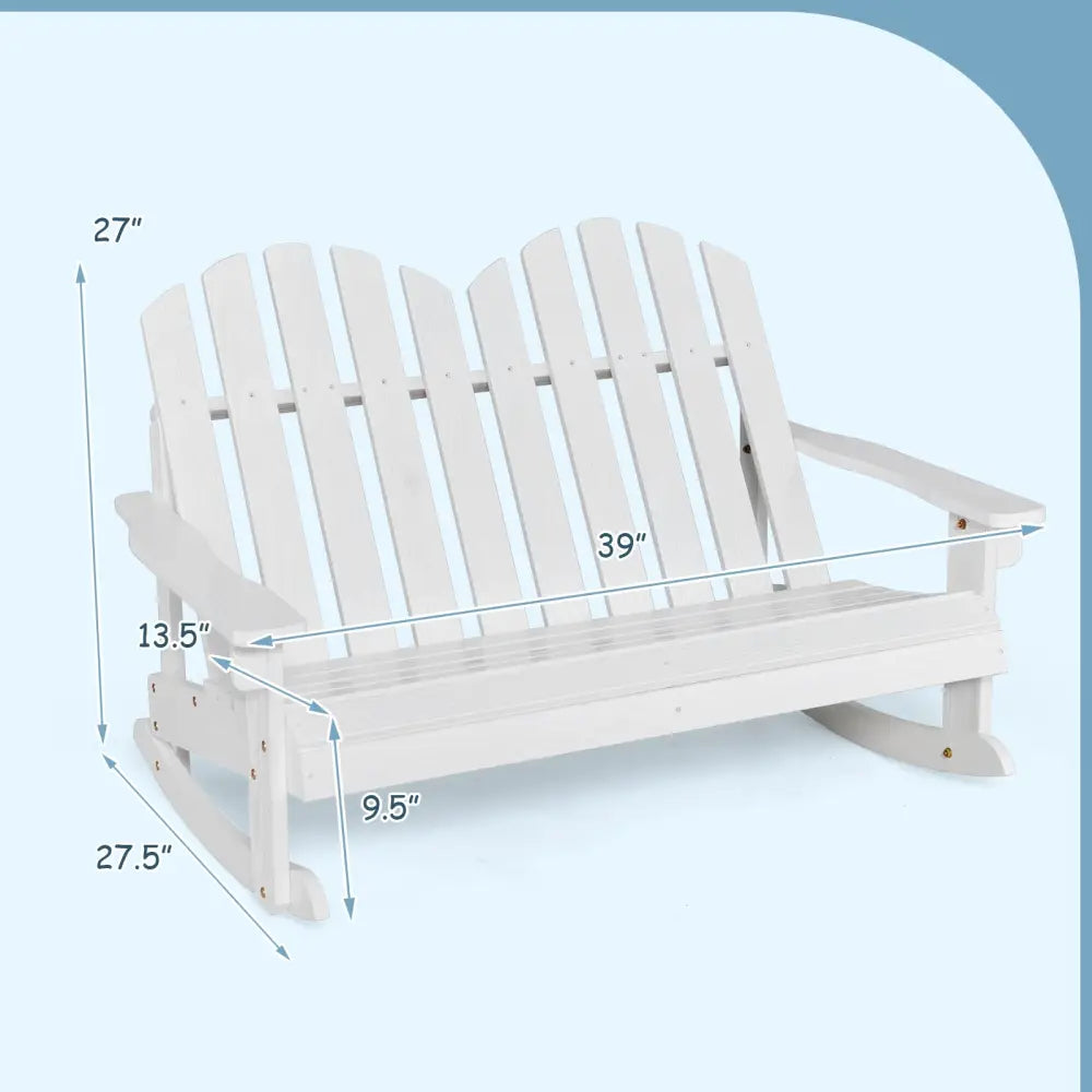 2 Person Adirondack Rocking Chair with Slatted seat-White - White - Patio Rocking Chairs & Gliders