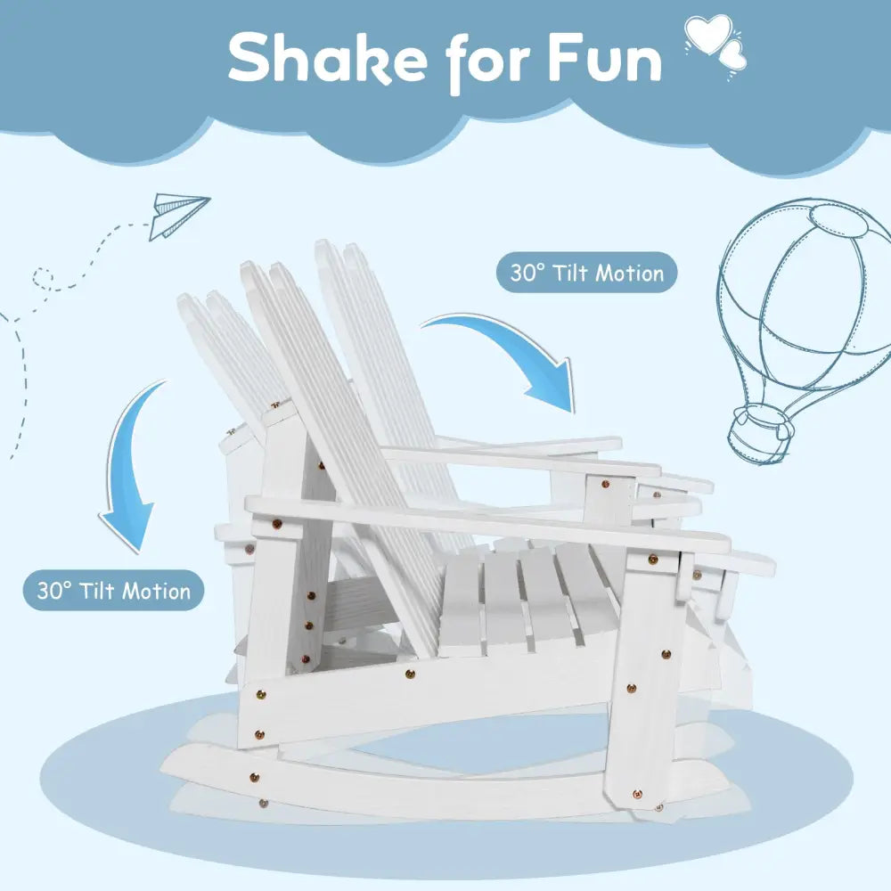 2 Person Adirondack Rocking Chair with Slatted seat-White - White - Patio Rocking Chairs & Gliders