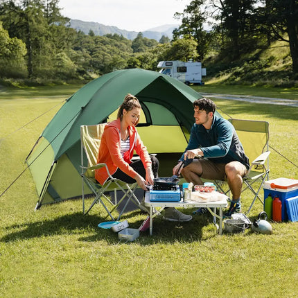 2-person Camping Tent w/ Removable Rain Fly and Double-layer Door-Green - Green - Tents