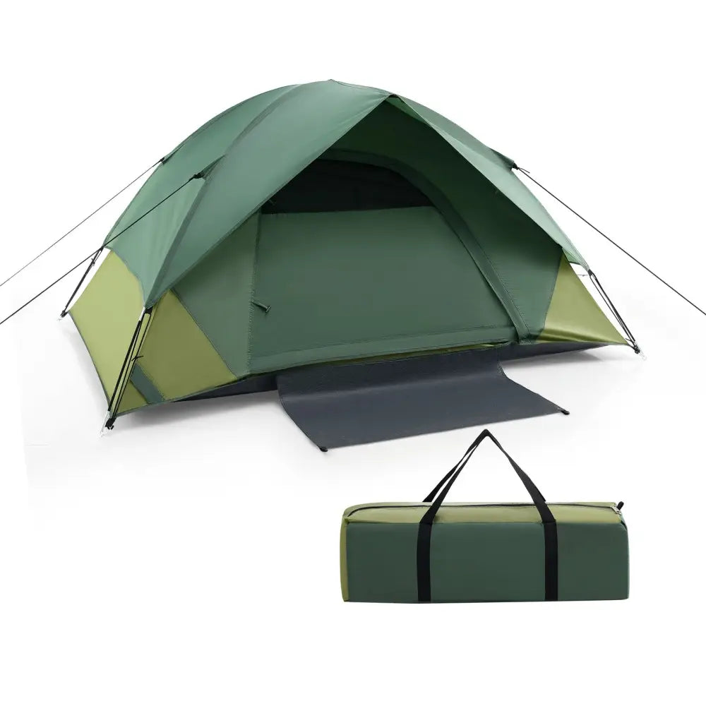 2-person Camping Tent w/ Removable Rain Fly and Double-layer Door-Green - Green - Tents