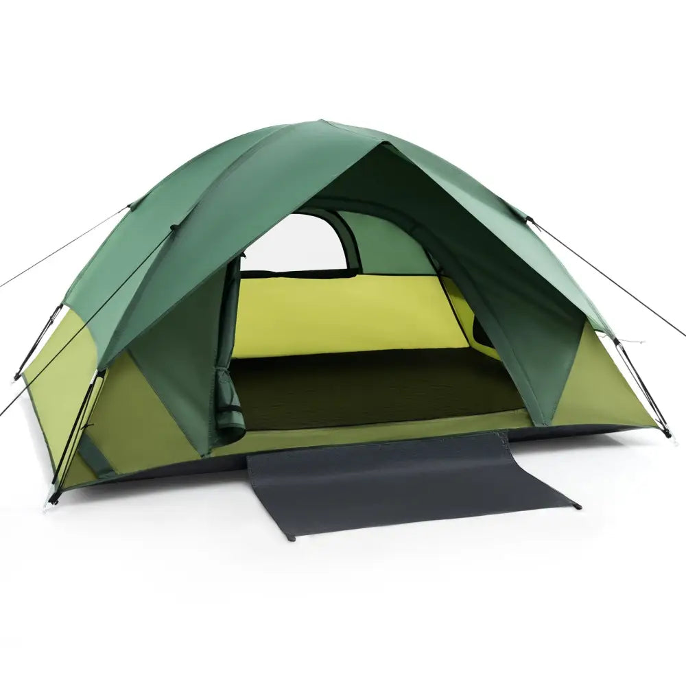 2-person Camping Tent w/ Removable Rain Fly and Double-layer Door-Green - Green - Tents