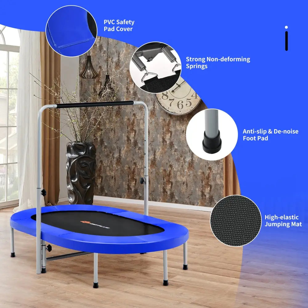 2-Person Foldable Mini Kids Fitness Rebounder Trampoline-Blue - Blue - Trampolines