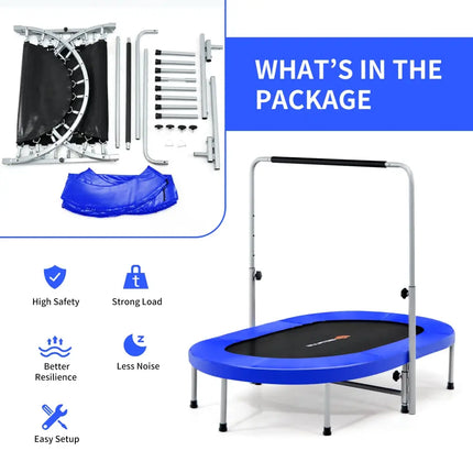 2-Person Foldable Mini Kids Fitness Rebounder Trampoline-Blue - Blue - Trampolines