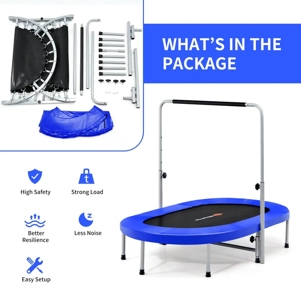 2-Person Foldable Mini Kids Fitness Rebounder Trampoline-Blue - Blue - Trampolines