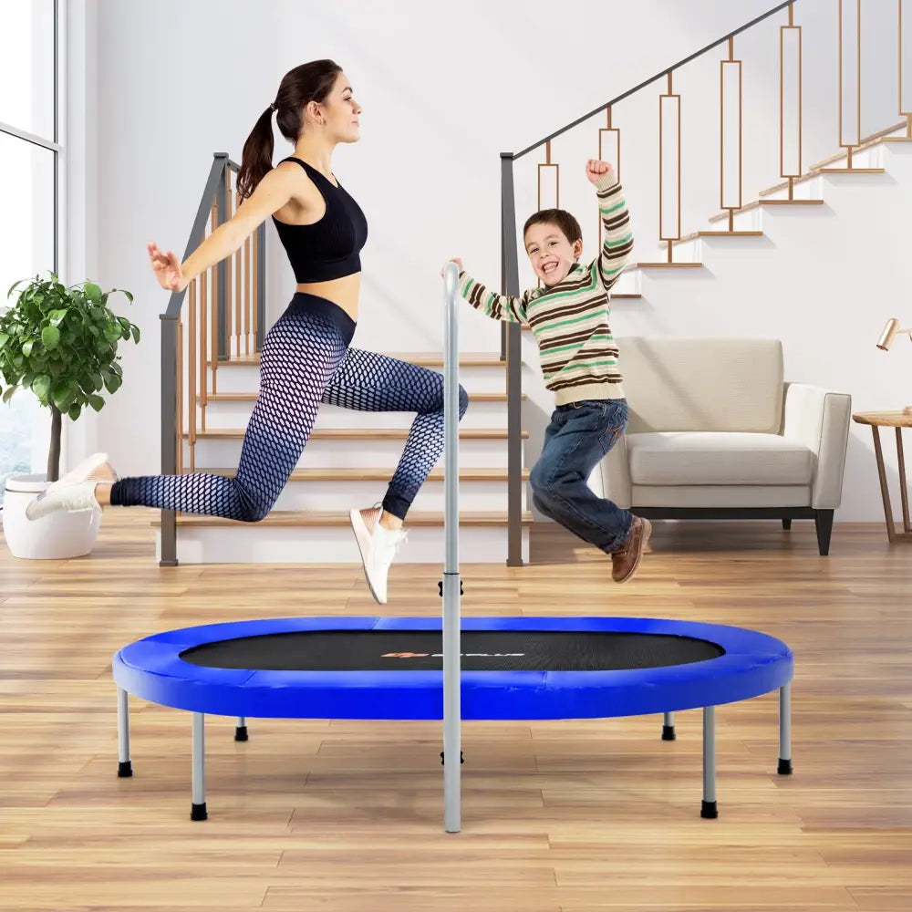 2-Person Foldable Mini Kids Fitness Rebounder Trampoline-Blue - Blue - Trampolines