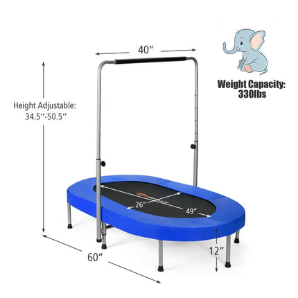 2-Person Foldable Mini Kids Fitness Rebounder Trampoline-Blue - Blue - Trampolines