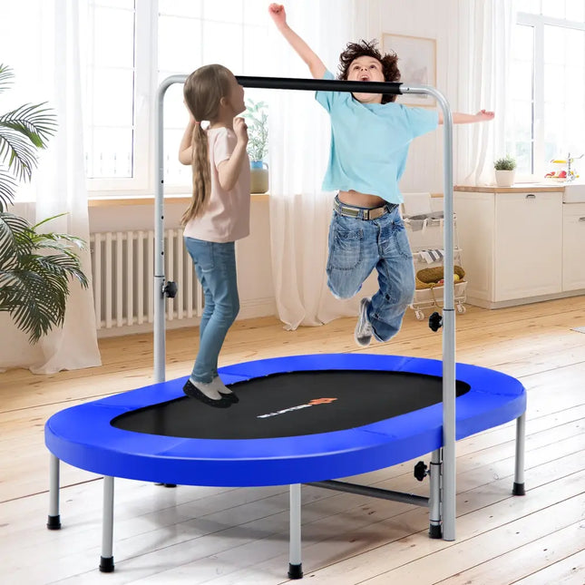 2-Person Foldable Mini Kids Fitness Rebounder Trampoline-Blue - Blue - Trampolines