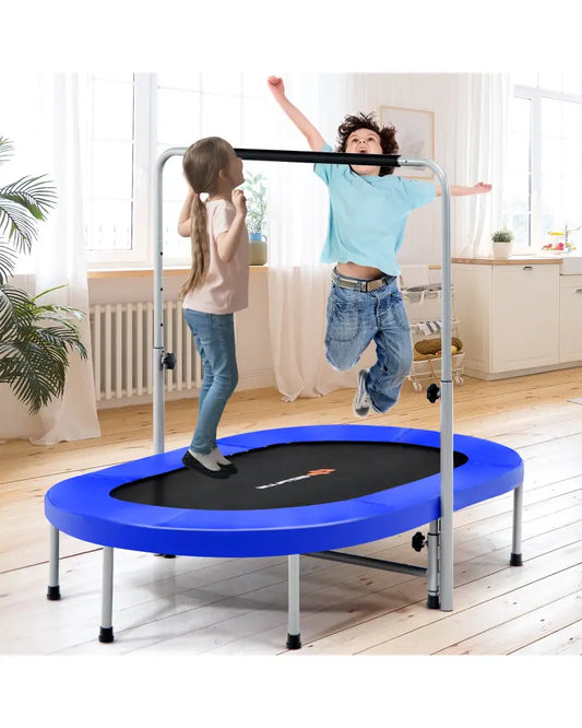 2-Person Foldable Mini Kids Fitness Rebounder Trampoline-Blue - Blue - Trampolines