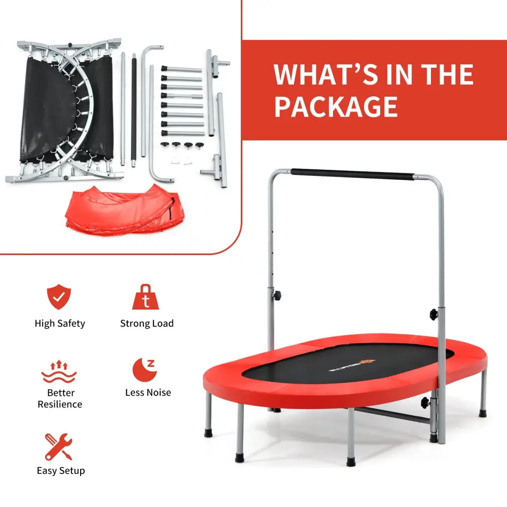2-Person Foldable Mini Kids Fitness Rebounder Trampoline-Red - Red - Trampolines