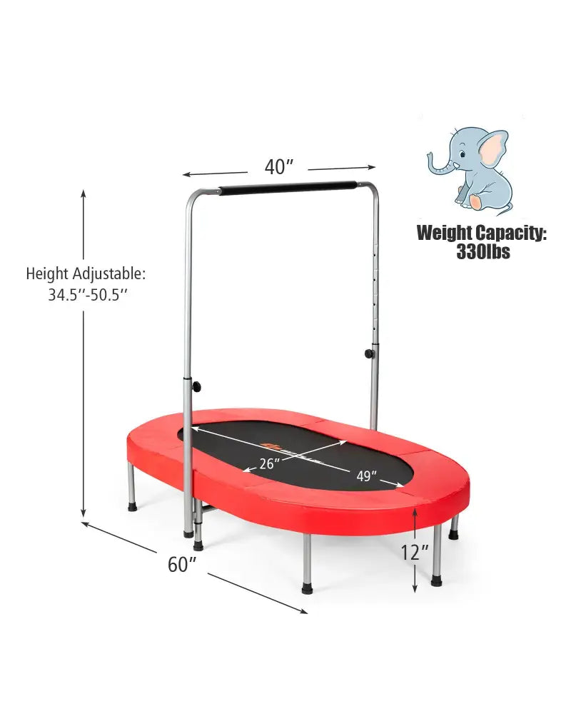 2-Person Foldable Mini Kids Fitness Rebounder Trampoline-Red - Red - Trampolines