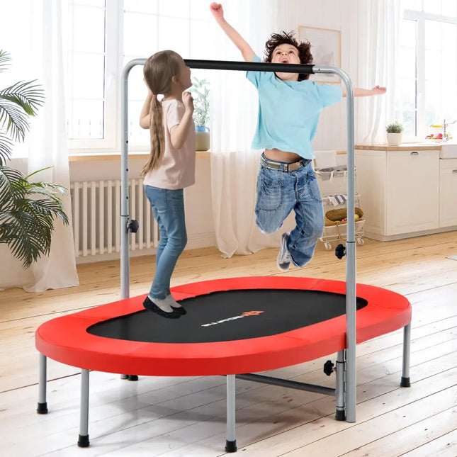 2-Person Foldable Mini Kids Fitness Rebounder Trampoline-Red - Red - Trampolines