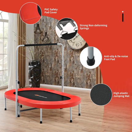 2-Person Foldable Mini Kids Fitness Rebounder Trampoline-Red - Red - Trampolines