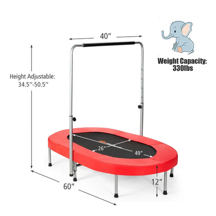 2-Person Foldable Mini Kids Fitness Rebounder Trampoline-Red - Red - Trampolines