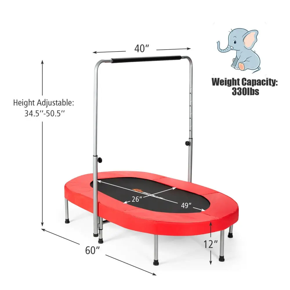 2-Person Foldable Mini Kids Fitness Rebounder Trampoline-Red - Red - Trampolines