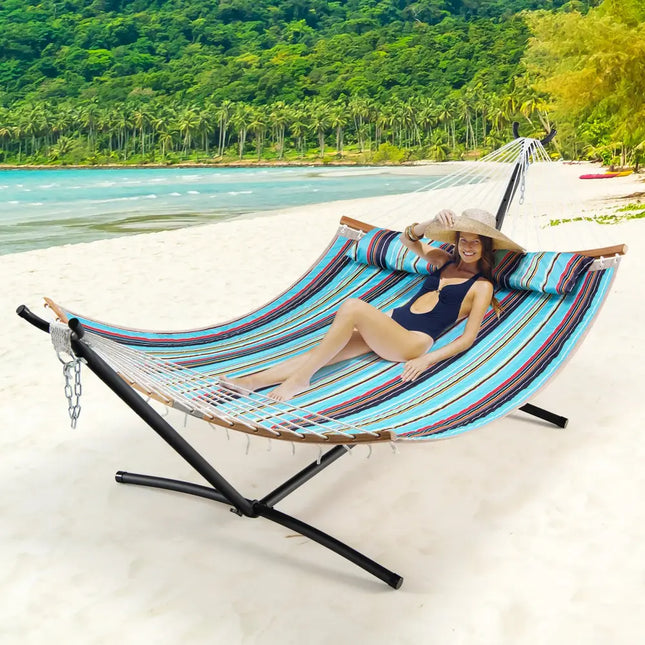 2-Person Hammock Stand with Carrying Bag for Yard - Black - Hammocks