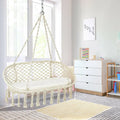 2 Person Hanging Hammock Chair with Cushion Macrame Swing-Beige - Beige - Hammocks