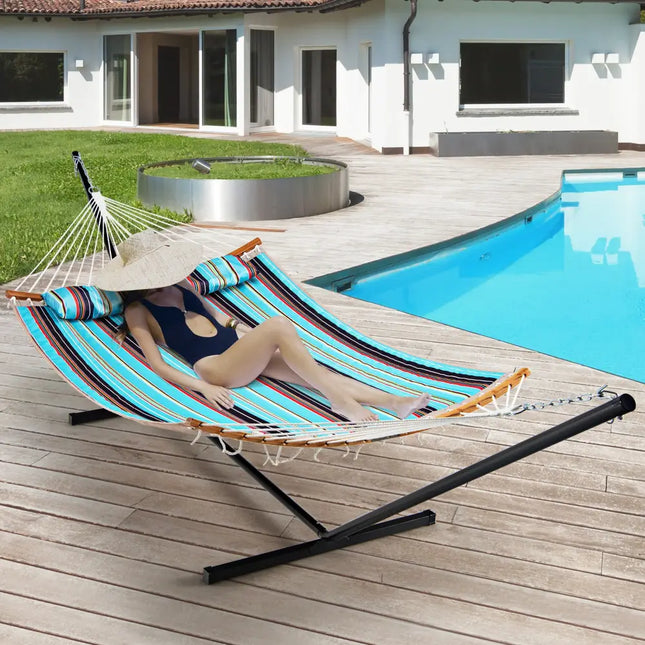 2-Person Heavy-Duty Hammock Stand with Storage Bag - Black - Hammocks