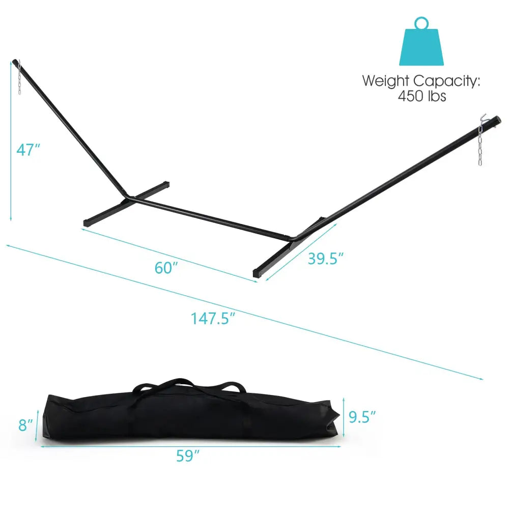 2-Person Heavy-Duty Hammock Stand with Storage Bag - Black - Hammocks