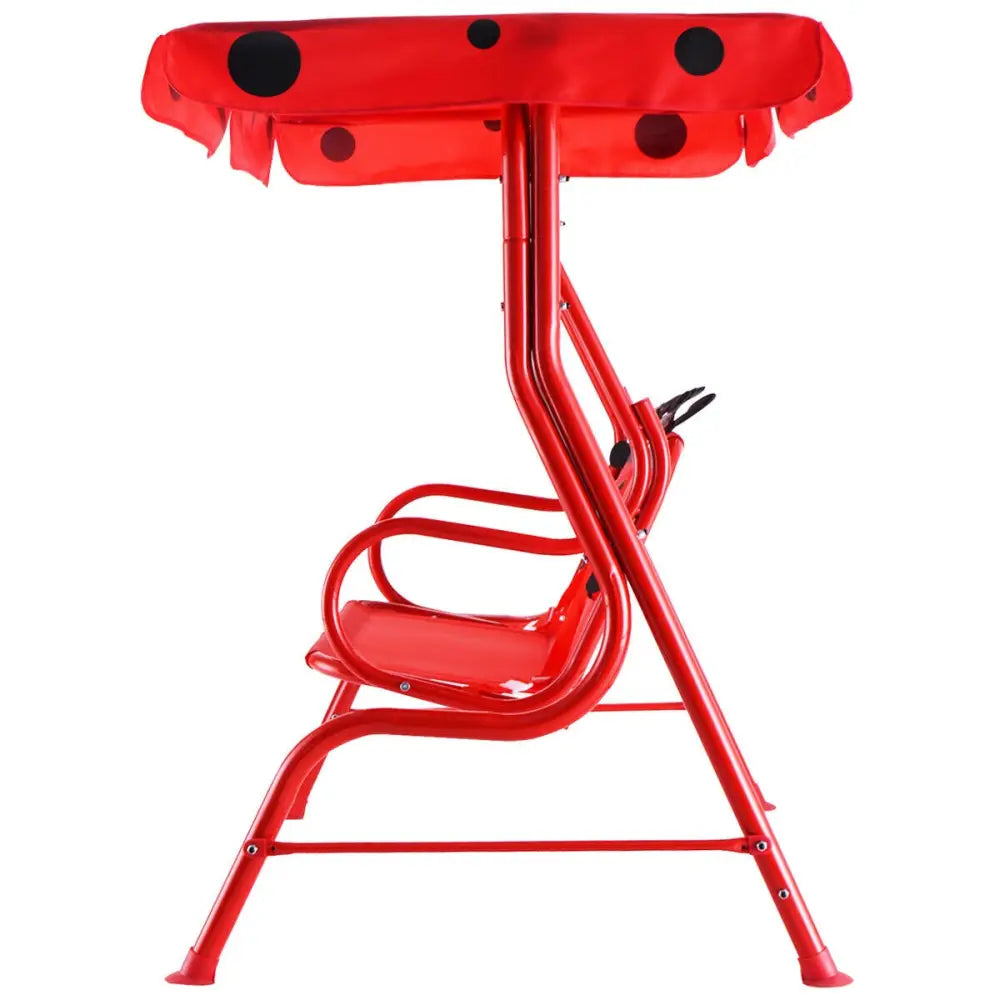 2 Person Kids Patio Swing Porch Bench with Canopy - Red - Swing & Playsets