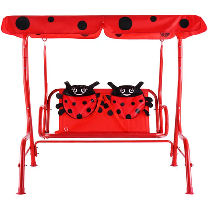 2 Person Kids Patio Swing Porch Bench with Canopy - Red - Swing & Playsets