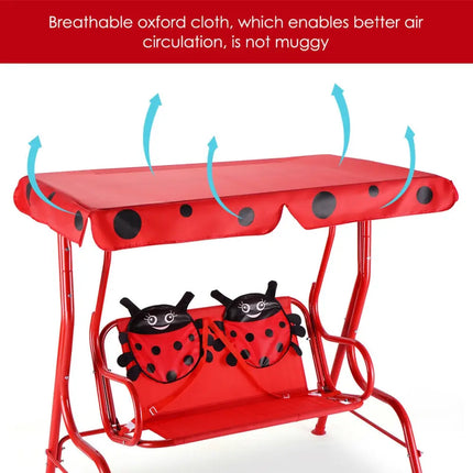 2 Person Kids Patio Swing Porch Bench with Canopy - Red - Swing & Playsets