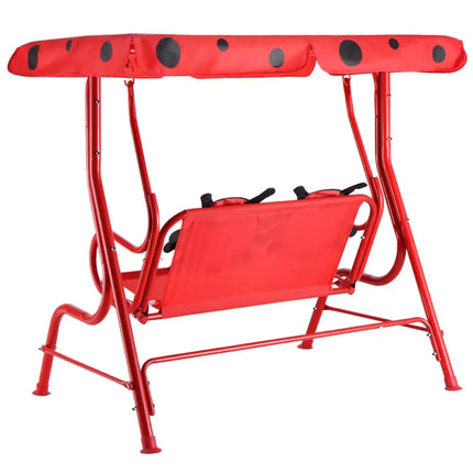 2 Person Kids Patio Swing Porch Bench with Canopy - Red - Swing & Playsets