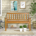 2-Person Outdoor Acacia Wood Bench with Backrest - Natural - Outdoor Benches