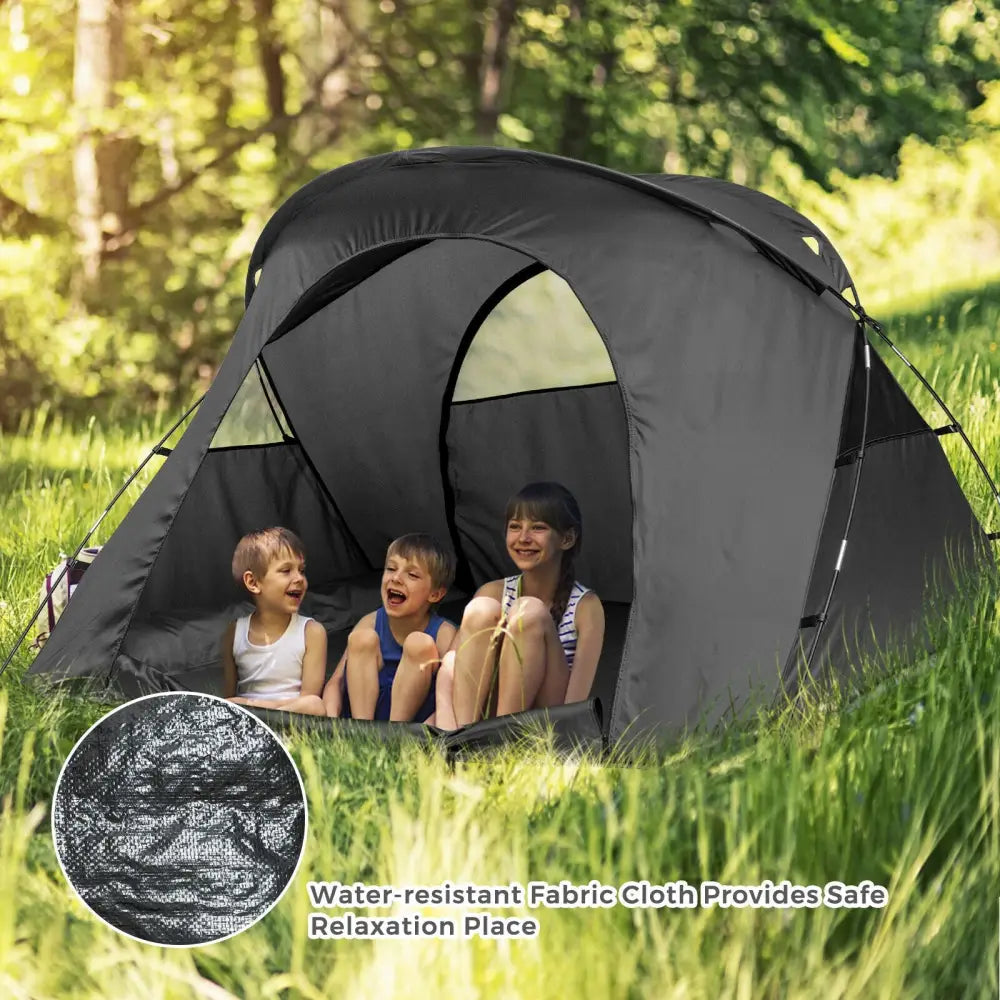2-Person Outdoor Camping Tent with External Cover-Gray - Gray - Tents