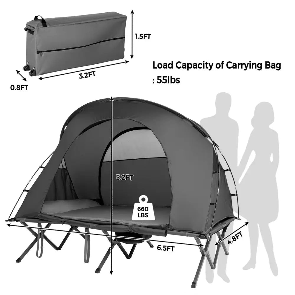 2-Person Outdoor Camping Tent with External Cover-Gray - Gray - Tents
