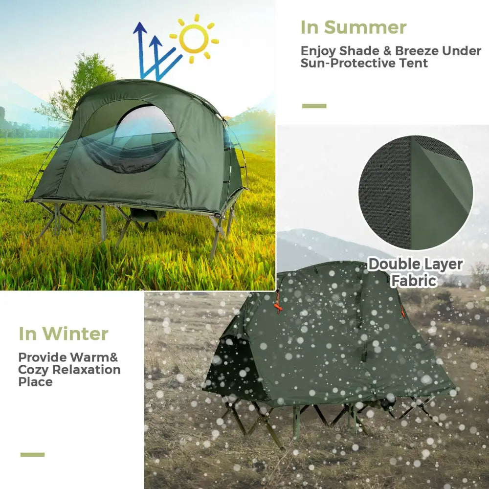 2-Person Outdoor Camping Tent with External Cover-Green - Green - Tents