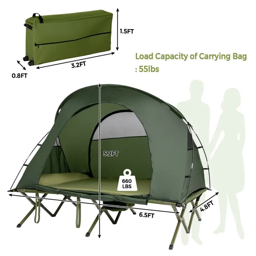 2-Person Outdoor Camping Tent with External Cover-Green - Green - Tents