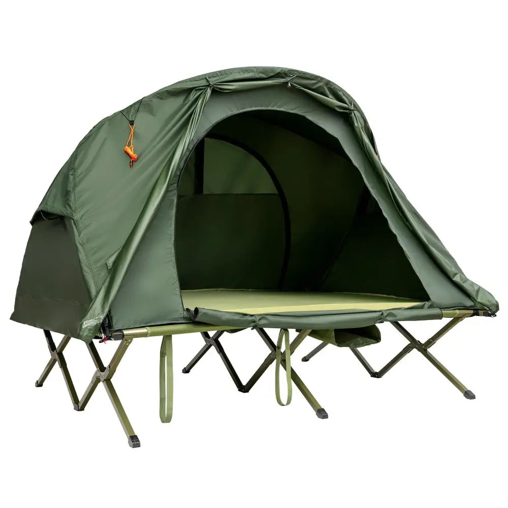 2-Person Outdoor Camping Tent with External Cover-Green - Green - Tents