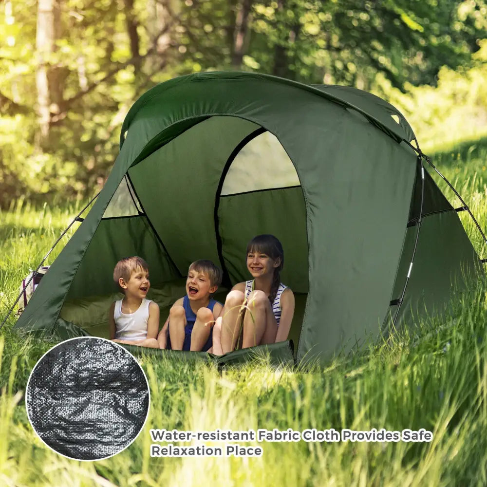 2-Person Outdoor Camping Tent with External Cover-Green - Green - Tents