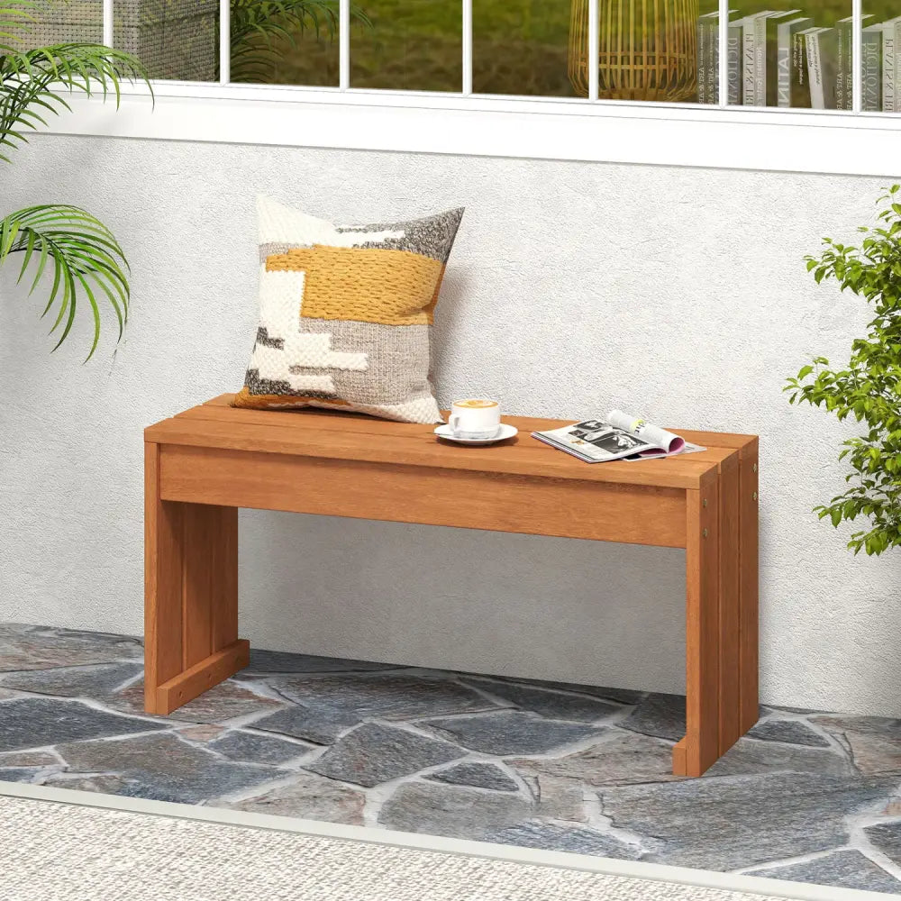2-Person Outdoor Garden Bench with Solid Wooden Frame for Backyard - Outdoor Benches