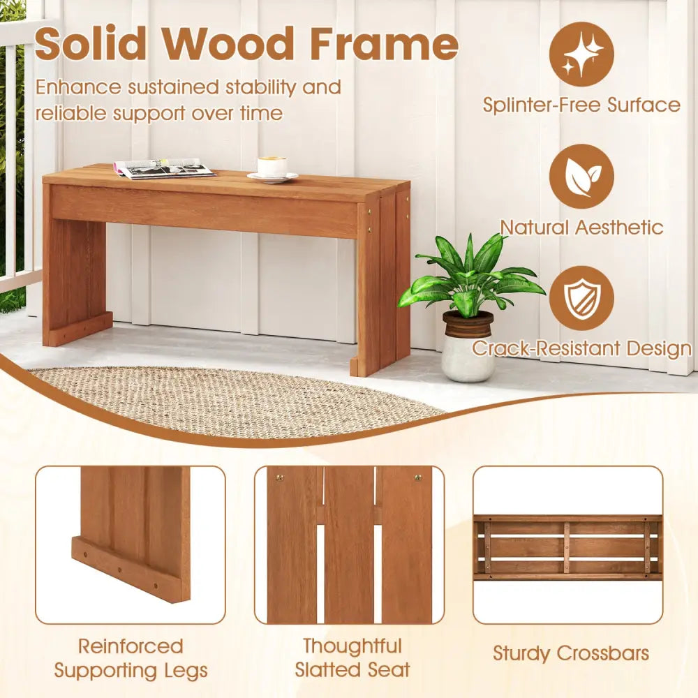 2-Person Outdoor Garden Bench with Solid Wooden Frame for Backyard - Outdoor Benches