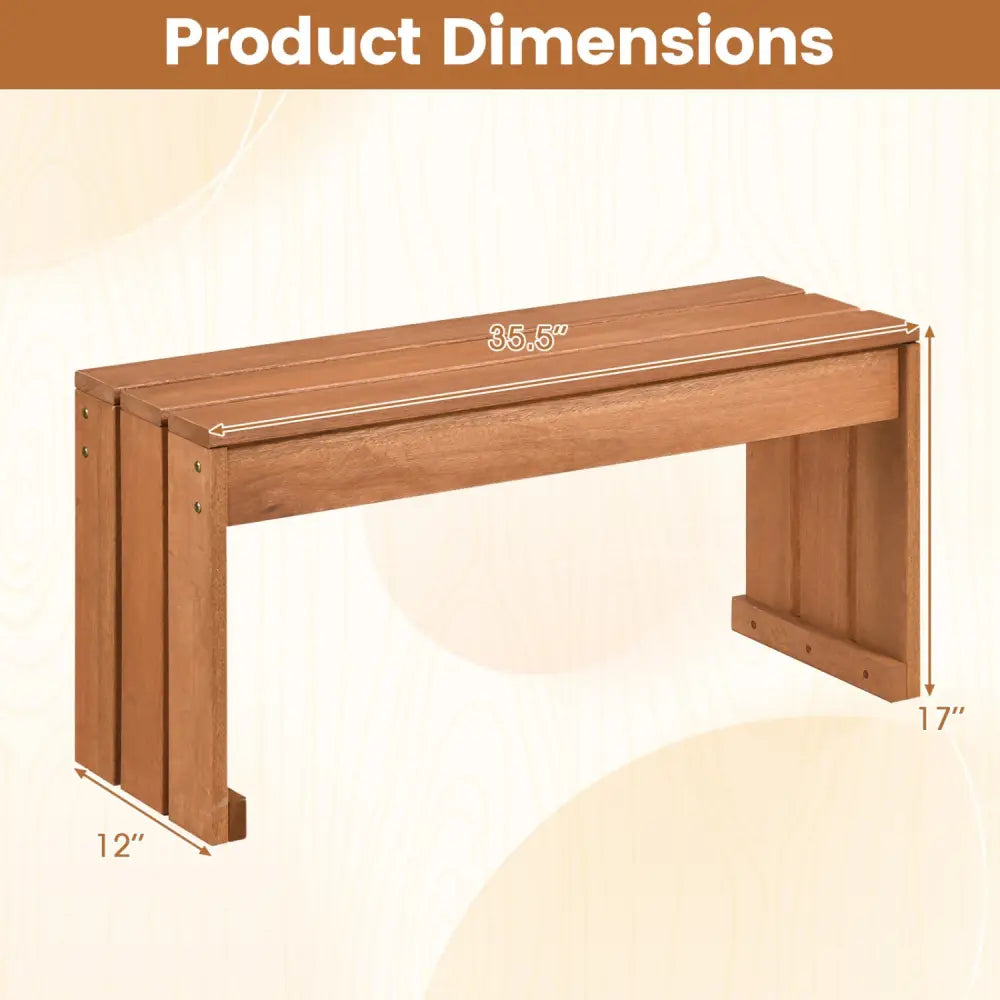 2-Person Outdoor Garden Bench with Solid Wooden Frame for Backyard - Outdoor Benches
