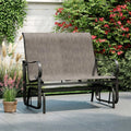 2-Person Outdoor Glider Bench with High Backrest-Brown - Brown - Patio Rocking Chairs & Gliders