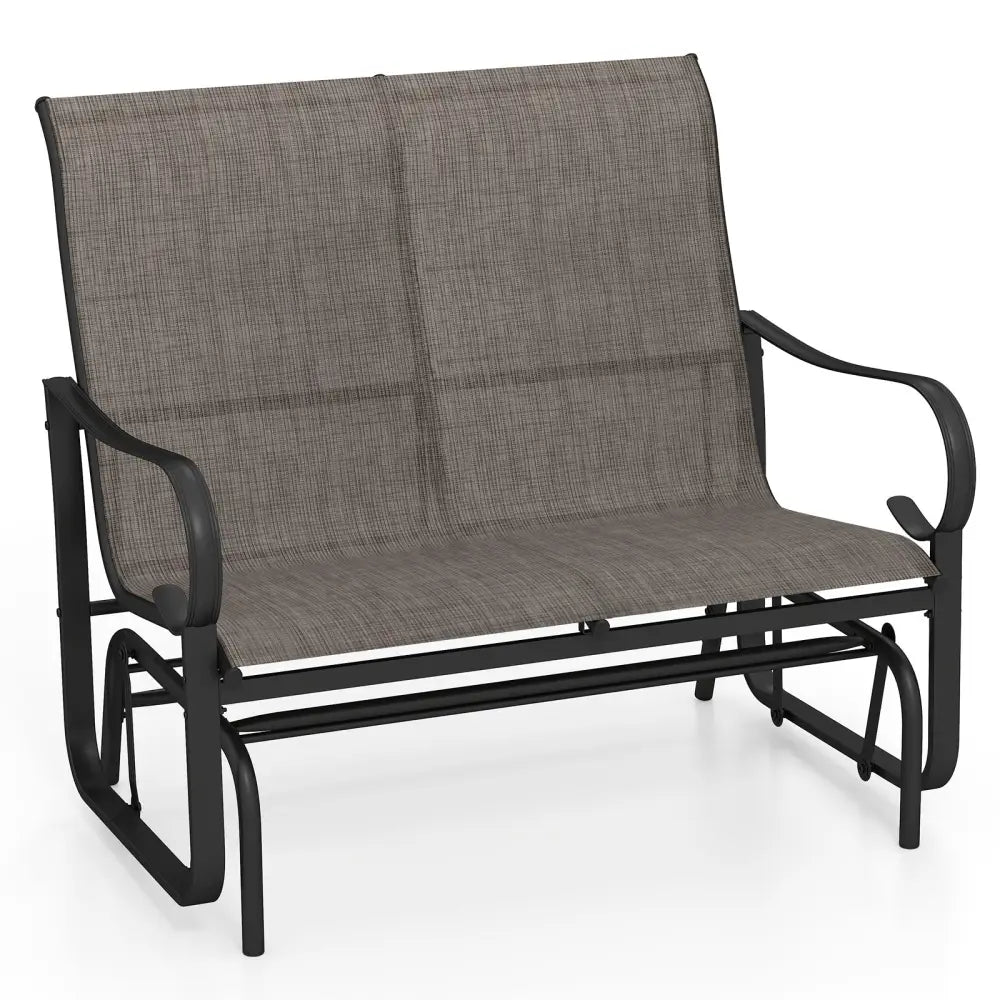 2-Person Outdoor Glider Bench with High Backrest-Brown - Brown - Patio Rocking Chairs & Gliders